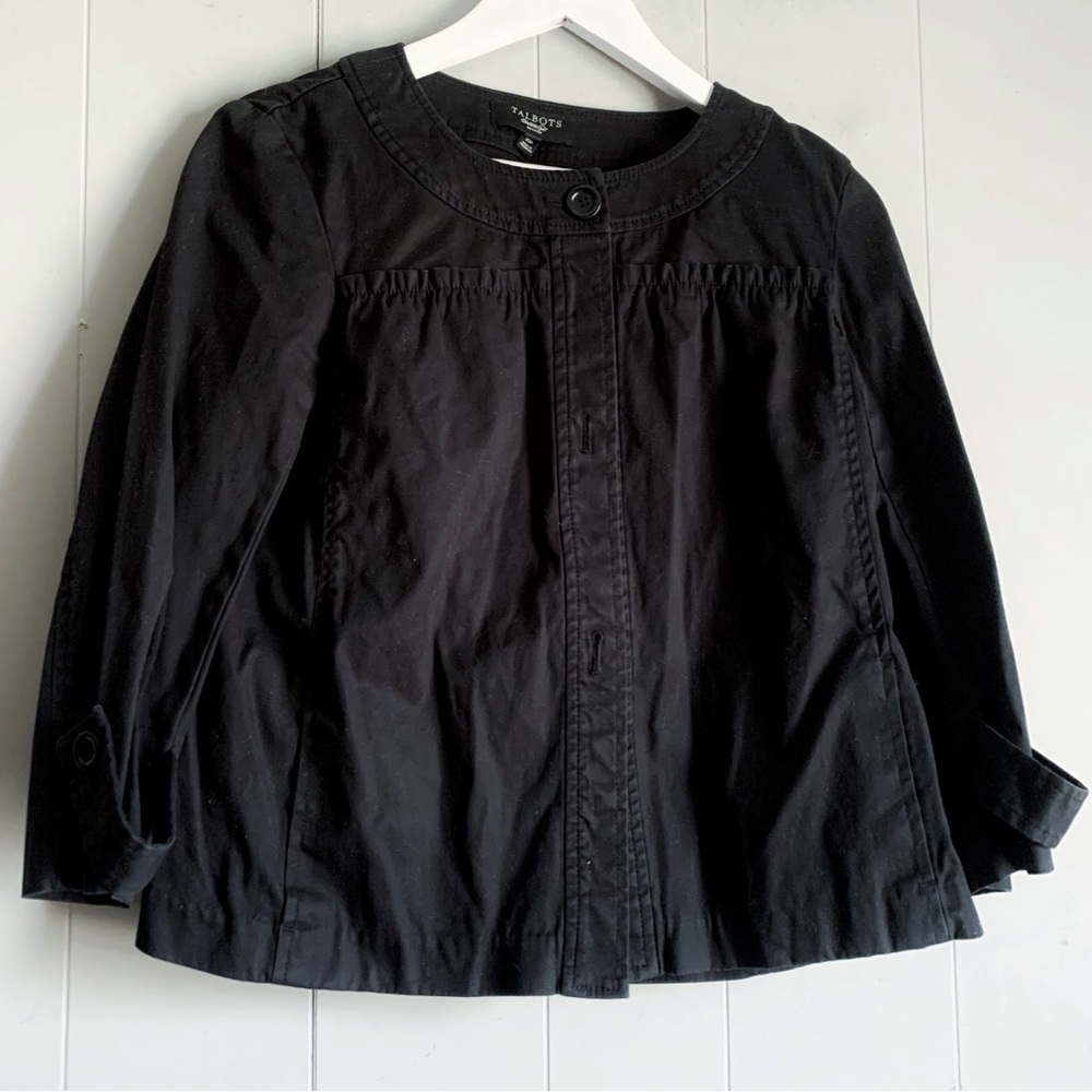 TALBOTS Black Rounded Button Up Blazer Sz 10P